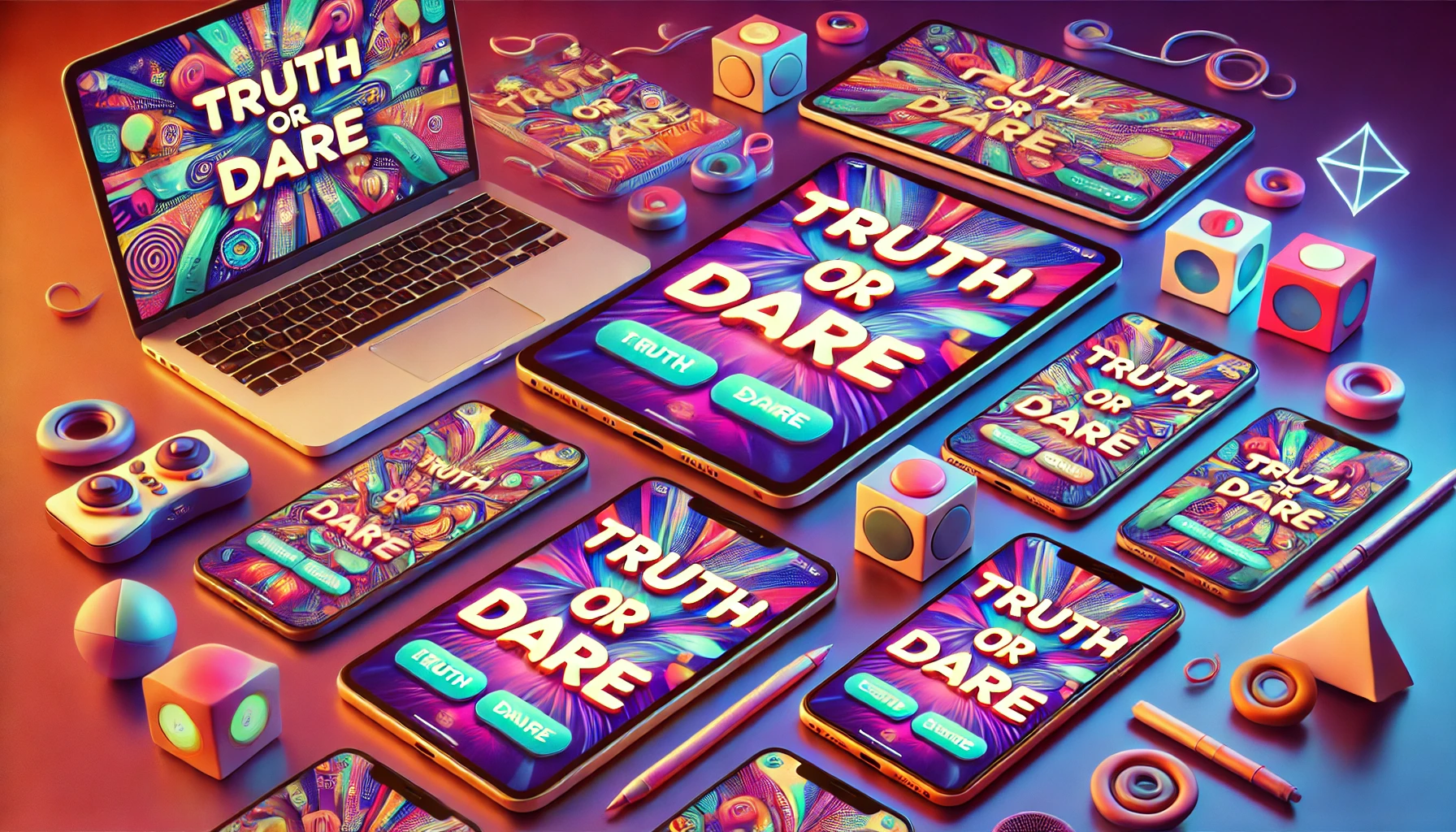 Collage of devices displaying different Truth or Dare prompts.